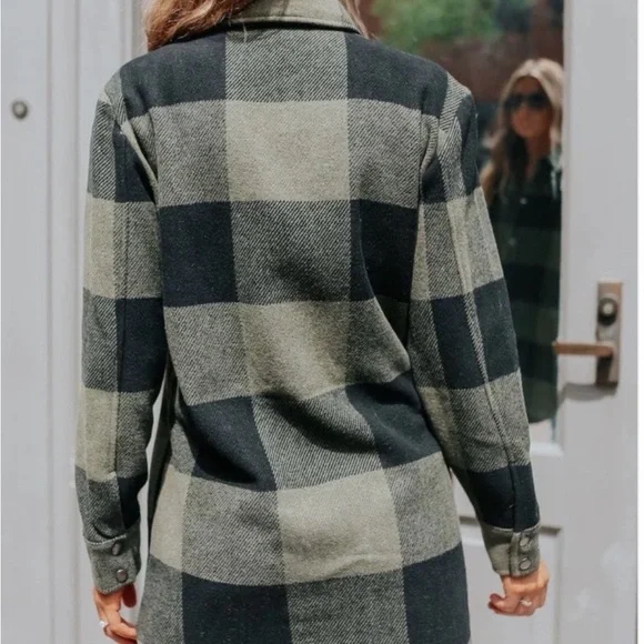 BB Dakota Olive and Black Buffalo plaid Shacket - Picture 3 of 7
